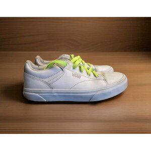 Vans Leather Lace Up Skate Shoes Youth Size 3 White